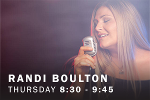 Randi Boulton. Thursday, 8:30 pm - 9:45 pm.